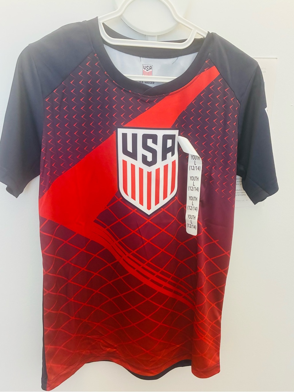 Youth Short Sleeve Soccer Tee - Red & Black